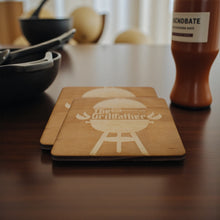 Load image into Gallery viewer, The Grillfather Coaster Set of two 4x4in Raw Wood
