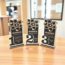 Load image into Gallery viewer, Trophy Award - PERSONALIZED - Science - 1st 2nd 3rd Place - 9x5 Inches