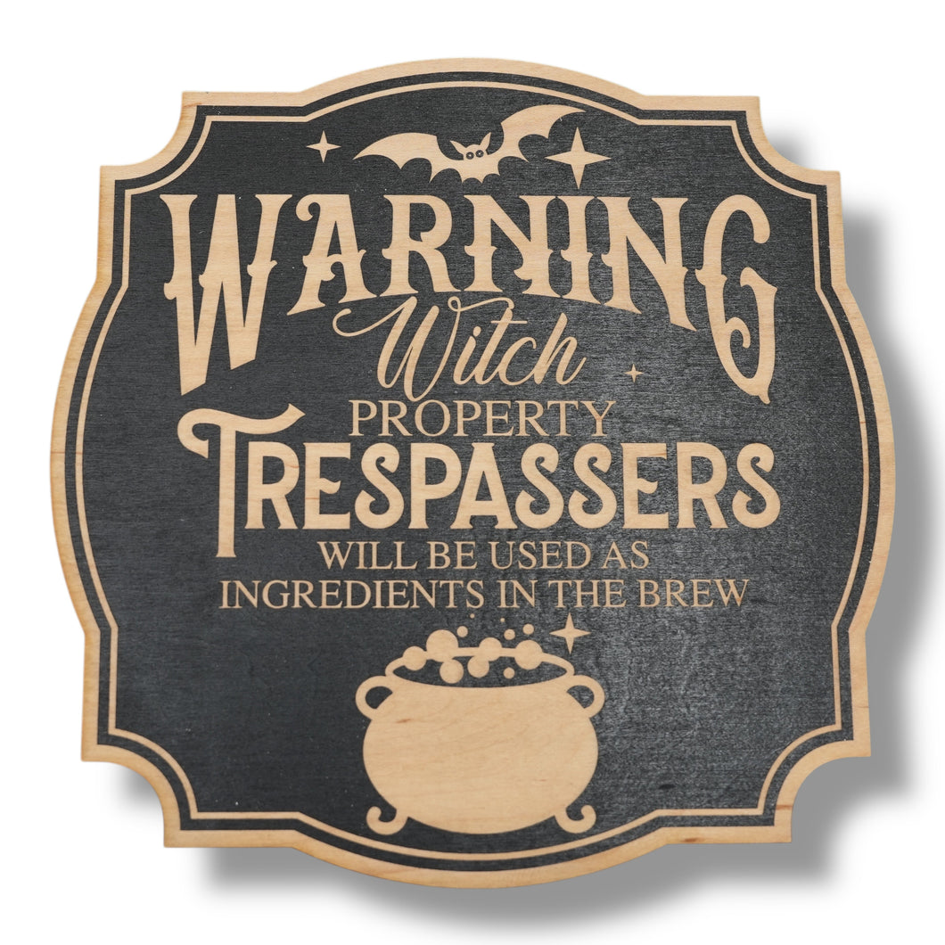 Magnet Sign - BLACK - Warning Witch Property - Black Door Sign - 9x9 Inches