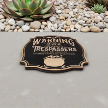 Load image into Gallery viewer, Magnet Sign - BLACK - Warning Witch Property - Black Door Sign - 9x9 Inches