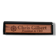 Load image into Gallery viewer, Desk Wedge Name Plate - PERSONALIZED - Ships Wheel - 11 Inches