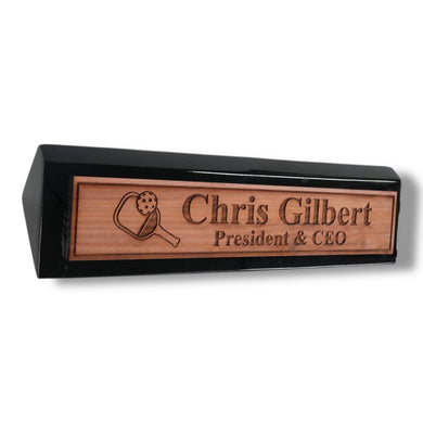 Desk Wedge Name Plate - PERSONALIZED - Pickleball - 11 Inches