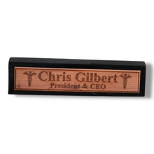 Load image into Gallery viewer, Desk Wedge Name Plate - PERSONALIZED - Pharmaceutical Caduceus Hermes - 11 Inches