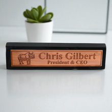 Load image into Gallery viewer, Desk Wedge Name Plate - PERSONALIZED - Indian Rhino - 11 Inches