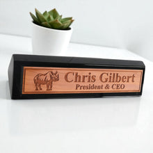 Load image into Gallery viewer, Desk Wedge Name Plate - PERSONALIZED - Indian Rhino - 11 Inches