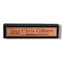 Load image into Gallery viewer, Desk Wedge Name Plate - PERSONALIZED - Football - WITH YOUR NUMBER - 11 Inches