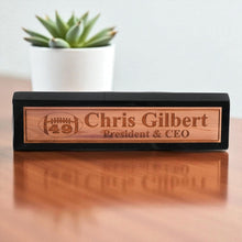 Load image into Gallery viewer, Desk Wedge Name Plate - PERSONALIZED - Football - WITH YOUR NUMBER - 11 Inches
