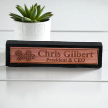 Load image into Gallery viewer, Desk Wedge Name Plate - PERSONALIZED - Gears - 11 Inches