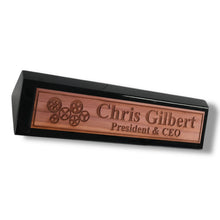 Load image into Gallery viewer, Desk Wedge Name Plate - PERSONALIZED - Gears - 11 Inches