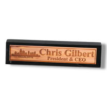 Load image into Gallery viewer, Desk Wedge Name Plate - PERSONALIZED - Charlotte NC Skyline - 11 Inches