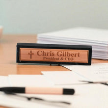 Load image into Gallery viewer, Desk Wedge Name Plate - PERSONALIZED - Cross - 11 Inches