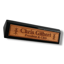 Load image into Gallery viewer, Desk Wedge Name Plate - PERSONALIZED - Viking Protection Rune - 11 Inches