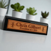 Load image into Gallery viewer, Desk Wedge Name Plate - PERSONALIZED - Viking Protection Rune - 11 Inches