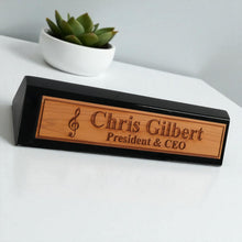 Load image into Gallery viewer, Desk Wedge Name Plate - PERSONALIZED - Treble Clef Music Note - 11 Inches