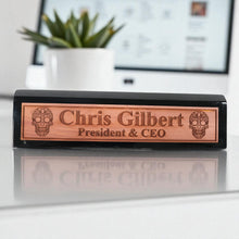 Load image into Gallery viewer, Desk Wedge Name Plate - PERSONALIZED - Sugar Skull - 11 Inches