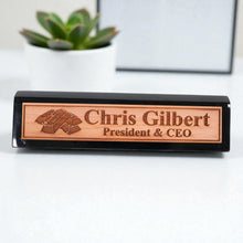Load image into Gallery viewer, Desk Wedge Name Plate - PERSONALIZED - Gold Bars - 11 Inches