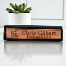 Load image into Gallery viewer, Desk Wedge Name Plate - PERSONALIZED - Worlds most awesome film director - 11 Inches
