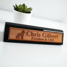 Load image into Gallery viewer, Desk Wedge Name Plate - PERSONALIZED - Golden Doodle - 11 Inches