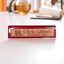 Load image into Gallery viewer, Desk Wedge Name Plate - PERSONALIZED - Cowboy Boots - 11 Inches