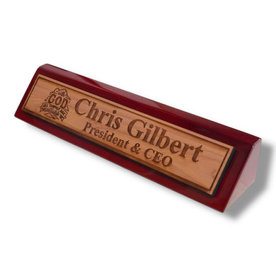 Desk Wedge Name Plate - PERSONALIZED - With God all things are possible - 11 Inches