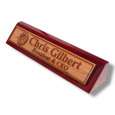 Desk Wedge Name Plate - PERSONALIZED - Wheel Tire - 11 Inches