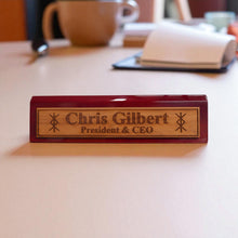 Load image into Gallery viewer, Desk Wedge Name Plate - PERSONALIZED - Viking Protection Rune - 11 Inches