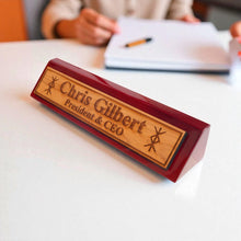 Load image into Gallery viewer, Desk Wedge Name Plate - PERSONALIZED - Viking Protection Rune - 11 Inches