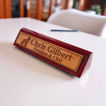 Load image into Gallery viewer, Desk Wedge Name Plate - PERSONALIZED - Golden Doodle - 11 Inches