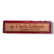 Load image into Gallery viewer, Desk Wedge Name Plate - PERSONALIZED - Cross - 11 Inches