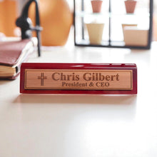 Load image into Gallery viewer, Desk Wedge Name Plate - PERSONALIZED - Cross - 11 Inches