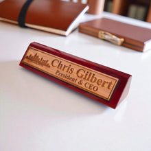 Load image into Gallery viewer, Desk Wedge Name Plate - PERSONALIZED - Charlotte NC Skyline - 11 Inches