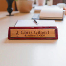 Load image into Gallery viewer, Desk Wedge Name Plate - PERSONALIZED - Treble Clef Music Note - 11 Inches