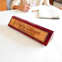 Load image into Gallery viewer, Desk Wedge Name Plate - PERSONALIZED - Treble Clef Music Note - 11 Inches