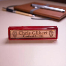 Load image into Gallery viewer, Desk Wedge Name Plate - PERSONALIZED - Sugar Skull - 11 Inches