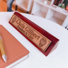Load image into Gallery viewer, Desk Wedge Name Plate - PERSONALIZED - Sugar Skull - 11 Inches