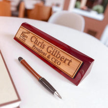 Load image into Gallery viewer, Desk Wedge Name Plate - PERSONALIZED - Worlds most awesome film director - 11 Inches