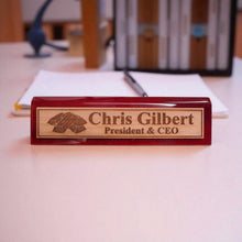Load image into Gallery viewer, Desk Wedge Name Plate - PERSONALIZED - Gold Bars - 11 Inches