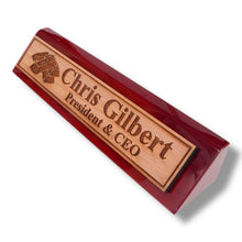 Load image into Gallery viewer, Desk Wedge Name Plate - PERSONALIZED - Gold Bars - 11 Inches