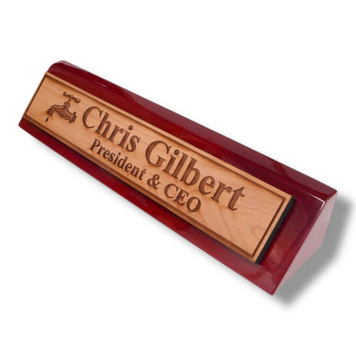 Desk Wedge Name Plate - PERSONALIZED - Water Spigot - 11 Inches