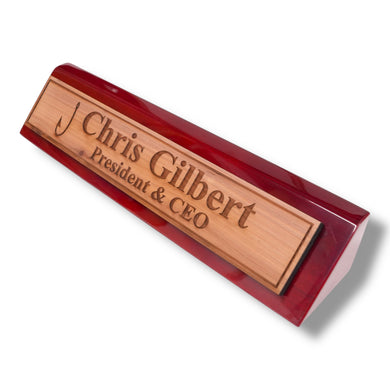 Desk Wedge Name Plate - PERSONALIZED - Fish Hook - 11 Inches