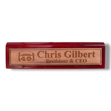 Load image into Gallery viewer, Desk Wedge Name Plate - PERSONALIZED - Football - WITH YOUR NUMBER - 11 Inches