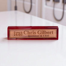 Load image into Gallery viewer, Desk Wedge Name Plate - PERSONALIZED - Football - WITH YOUR NUMBER - 11 Inches