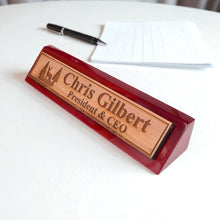 Load image into Gallery viewer, Desk Wedge Name Plate - PERSONALIZED - Deer Scene - 11 Inches