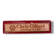 Load image into Gallery viewer, Desk Wedge Name Plate - PERSONALIZED - Dog Paw - 11 Inches