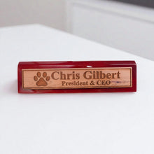 Load image into Gallery viewer, Desk Wedge Name Plate - PERSONALIZED - Dog Paw - 11 Inches