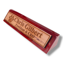 Load image into Gallery viewer, Desk Wedge Name Plate - PERSONALIZED - Dog Paw - 11 Inches