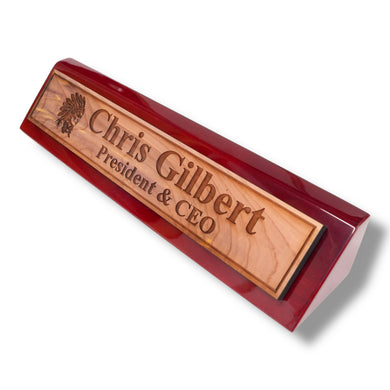Desk Wedge Name Plate - PERSONALIZED - Indian Chief - 11 Inches