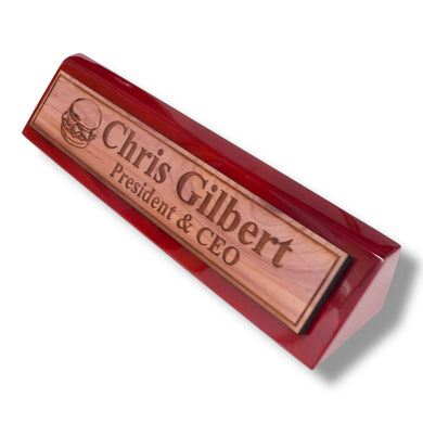 Desk Wedge Name Plate - PERSONALIZED - Hamburger - 11 Inches