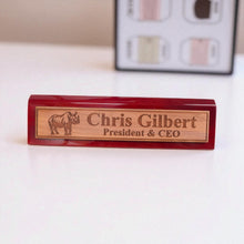Load image into Gallery viewer, Desk Wedge Name Plate - PERSONALIZED - Indian Rhino - 11 Inches