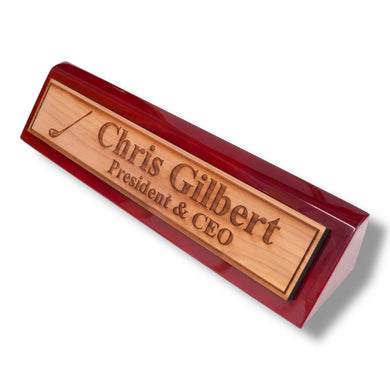 Desk Wedge Name Plate - PERSONALIZED - Golf - 11 Inches